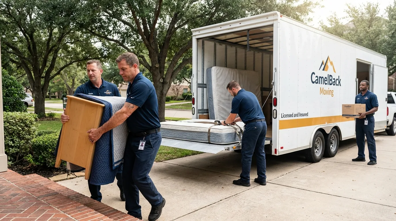 Crew loading residential truck for cross-state move from Tupelo, MS