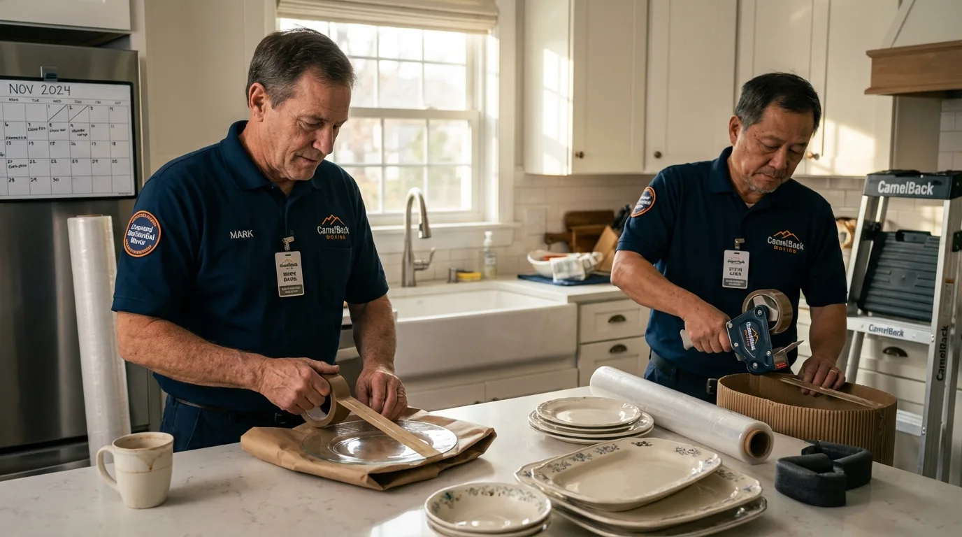 Professional crew packing kitchen dishware in Tupelo, MS